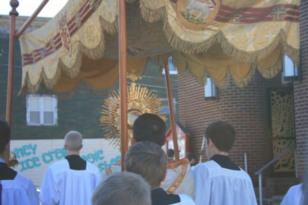 Fr. Gordon begins the procession.
