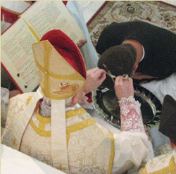 Ordinand receiving the tonsure.