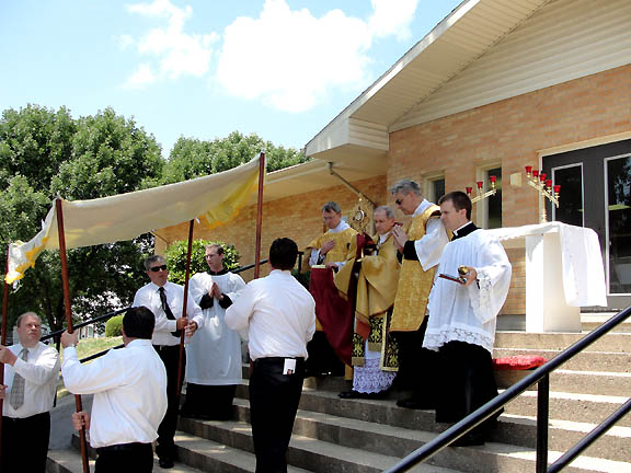 The Pontifical Mass was followed by a procession of the Blessed Sacrament to solemnize Corpus Christi.