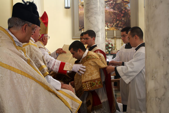 Receiving the Subdeacon Chasuble