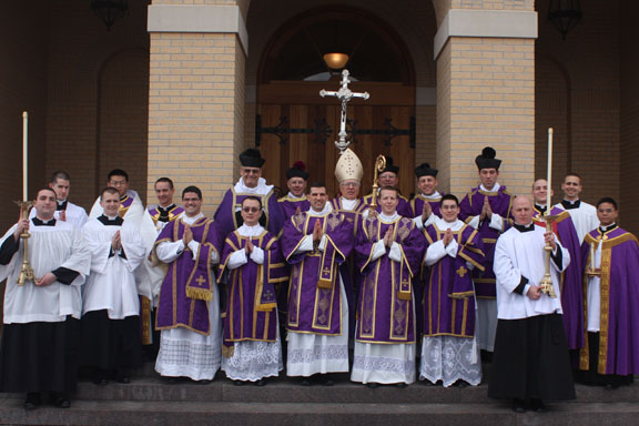 Bishop Bruskewitz with Deacons, Clergy and Servers